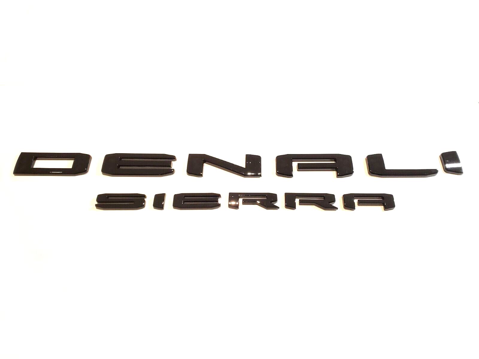 Photo 1 of 2pack Set 2019-2025 Sierra Denali Emblem Rear Liftgate Letter Nameplate Badge 3D Replacement for Sierra 1500 2500HD 3500HD Denali HD 23400374 (Gloss Black)
