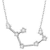 925 Sterling Silver CZ Astrology 12 Constellation Horoscope Sign Astrology Zodiac Star Necklace Birthday Jewelry for Women,18-20 inch