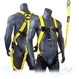 KwikSafety (Charlotte, NC) SCORPION Safety Harness w/attached 6ft. Tubular Lanyard on back | OSHA ANSI Fall Protection | INTERNAL Shock Absorbing Lanyard | Construction Carpenter Scaffolding