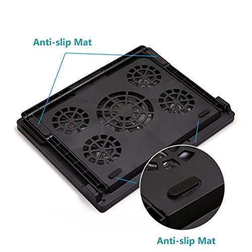 LotFancy 12R-2697-S Angle Adjustable Cooling Pad for 11-17'' Laptop, Cooler with Five Quiet Fans and LED Lights - Thumbnail 3