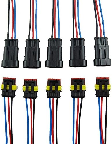 Cather Store 5 Kit 4 Pin Way Car Waterproof Electrical Connector Plug with Wire AWG Marine
