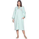 Casual Nights Women's Floral Quilted Long Sleeve Zip Up House Dress Robe