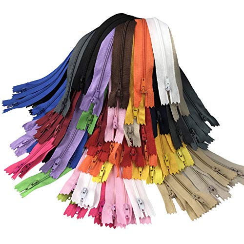 Miukada 100pcs 9 Inch Zippers, Nylon Coil Zippers, Sewing Zippers for Tailor Sewing Crafts(20 Colors)