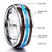 Vakki 6mm 8mm Hawaiian Koa Wood Tungsten Rings for Men Blue Created Opal Wedding Band Dome Style Comfort Fit Size 6-14