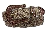 Snap On Western Cowgirl Alligator Rhinestone Fleur De Lis Studded Leather Belt Size: L/XL - 39