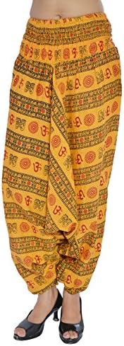 VB Originals Women's Cotton OM Printed Afghani Harem Pants Trouser Medium Yellow