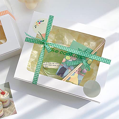 VGoodall Grass Green Gingham Ribbon, 3/8 x 50Yd Picnic Craft Ribbon Grass Green Ribbons for Hair Accessories Craft and Christmas Gift Wrapping