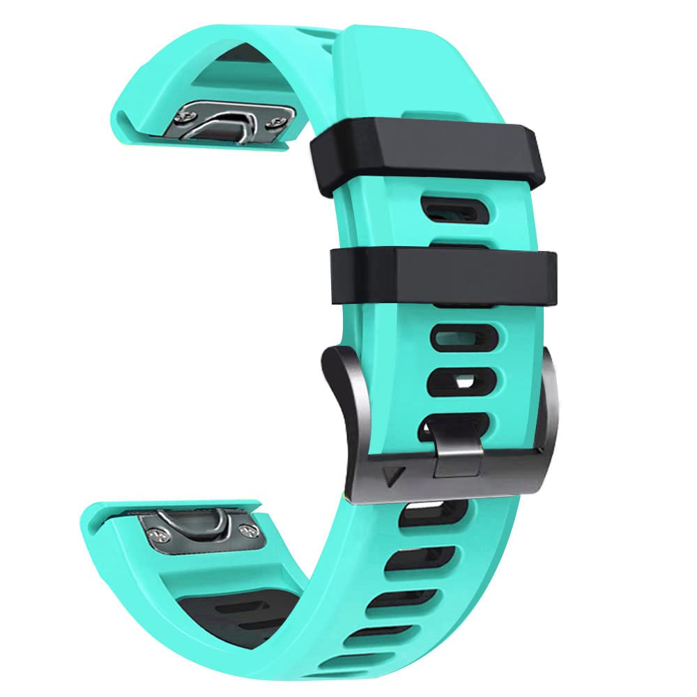 Fleshy Leaf 22mm Two Color Bracelet Strap Compatible with Garmin Fenix 7, 6, 6 Pro, 5, 5 Plus, Approach S60, S62, Forerunner 935, 945, Quick Release Sport Loop Watch Band (Green-Black) — image 1