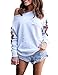 Ninimour Womens Ripped Skew Neck Embroidered Casual Sweatshirt