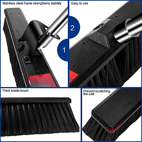 Masthome 24" Push Broom Wide Outdoor Stiff Sweeping Broom with Stiff Bristles Heavy Duty Garden