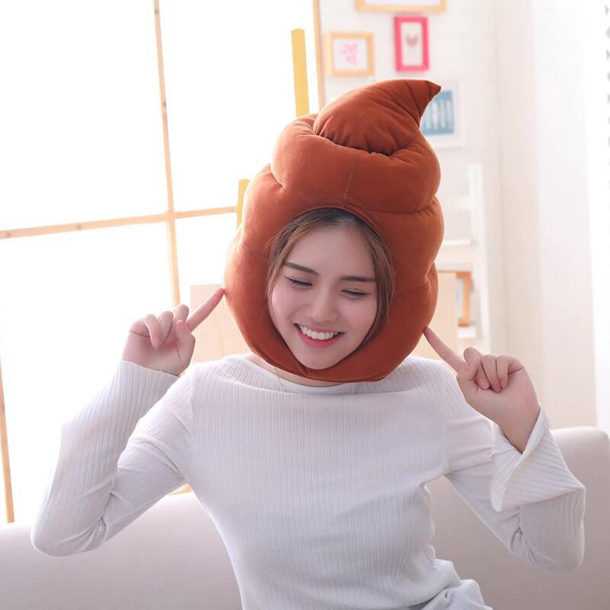 haozaikeji Funny Party Hat Adult Plush Poop Hat Novelty Fancy Dress Secret Santa Hat for Photoshoot Stage Performance Christmas Halloween Party Joking Gift — image 1
