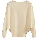 EDSTAR Women Dolman Batwing Sleeves Knitted Sweaters Winter Boat Neck Pullovers Tops