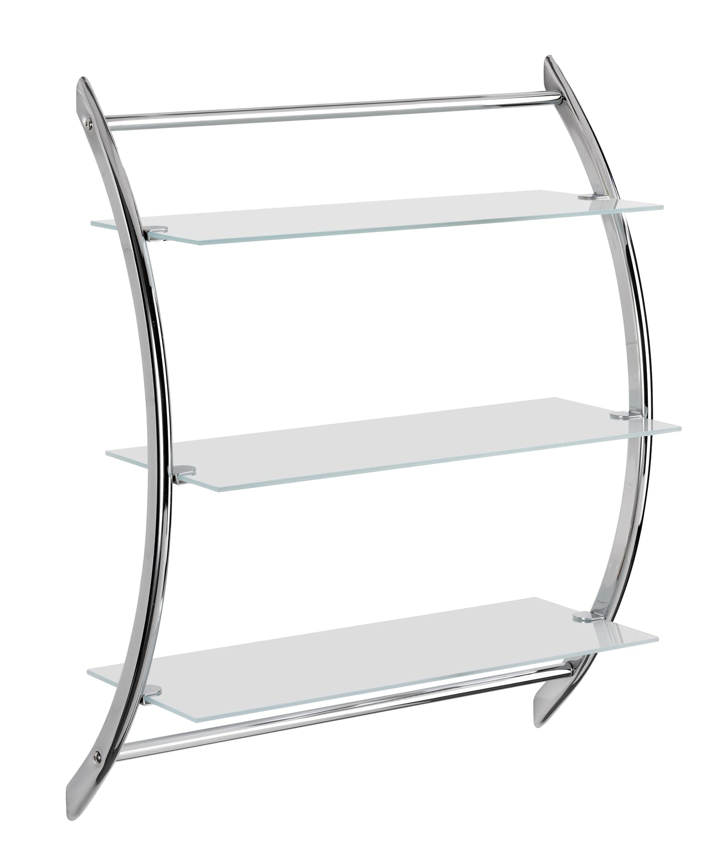 WENKO Exclusive Wall Rack Vermont - 3 Shelves, Steel, 57 x 71 x 22 cm, Chrome