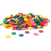 hand2mind Plastic Square with 7 Color Tiles, Color Sorting, Math Counters, Counting Manipulatives, Colored Plastic Squares, Math Manipulatives, Bingo Chips, Game Tokens, Tiles Learning (Set of 400)