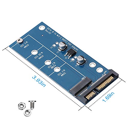 M.2 NGFF to SATA Adapter Card 22-Pin SATA III for NGFF M.2 SATA Converter Based Key B/B + M 2230 2242 2260 2280mm SSD Super Speed 6Gbps Transfer for Laptop Desktop