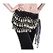 Viskey Fashion Chiffon Belly Dance Waist Chain with Golden Coins in 3-Layers,Black