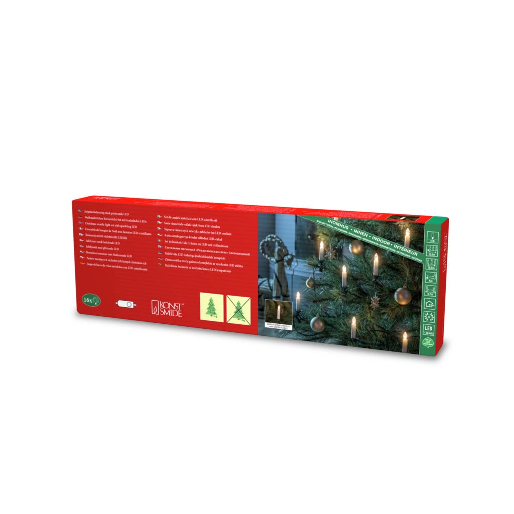 Konstsmide Christmas Decorations/Indoor Fairy Lights Candles with Flickering Effect/16 LED Candles/10.5m of String Lights