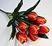Ebow 9 Heads Tulip Flower Artificial Flowers Simulation Silk Flowers for Wedding Home Decoration Beautiful Tulip Flowers (Sunset Red)