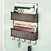 InterDesign Twillo 2-Tier Mail Organizer and Key Rack - Wall Mounted Letter Shelf and Key Hooks, Bronze