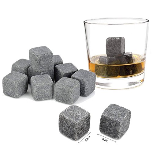 Awekris Whiskey Chilling Stones Set of 9 Drinking Rocks for Whiskey Vodka Cocktail, Made of 100% Pure Soapstone, Packed in Gift Box - Thumbnail 3