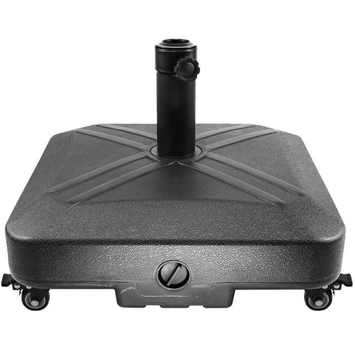 Photo 1 of KOBSAINF Umbrella Base Heavy Duty with Wheels Square Market Stand for Outdoor 4 Locks 1 Knobs 125lb Capacity, Black