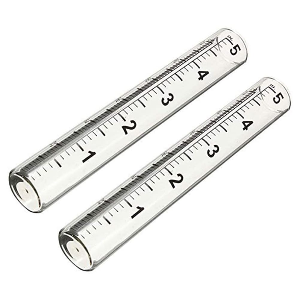 2Pcs Glass Rain Gauge Replacement Tube, 5inch Capacity Rain Water Meter Measuring Gauge Tube for Garden Yard
