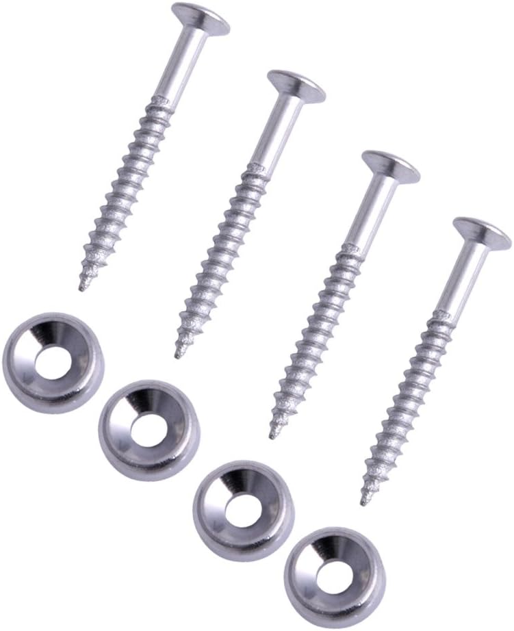 Kocome Silver 4pcs Neck Mounting Ferrules and 4pcs Screws Chrome