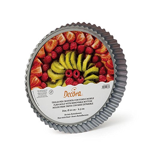 DECORA Non-Stick Flan Mould with Removable Bottom, Steel, Silver, 30 x 30 x 6 cm