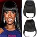 Voloria 1# Brazilian Human Hair Clip-in Hair Bang Full Fringe Short Straight Hair Extension for women 6-8inch