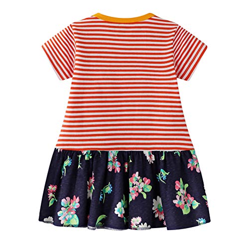 BIBNice Toddler Girls Tunic Tops Stripe Cotton Dress Short Sleeves Basic Active Shirt Dresses 7t