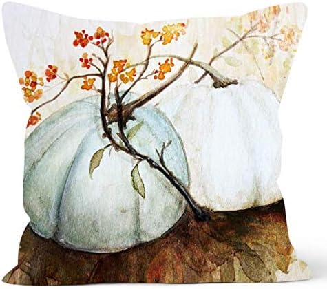 Throw Pillow Happy Fall Pumpkin Thanksgiving Decoration Cushion Cover Cotton Linen Throw Pillow Covers for Car Sofa Bed Couch,18x18