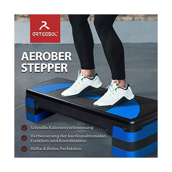 arteesol-Aerobic-Step-Stepper-Exercise-Step-Platform-Adjustable-3-Level-Non-Slip-Surface-Workout-Stepper-Shock-Absorb-Fitness-Training-Step-Strong-Grip-with-Risers Aerobic Stepper