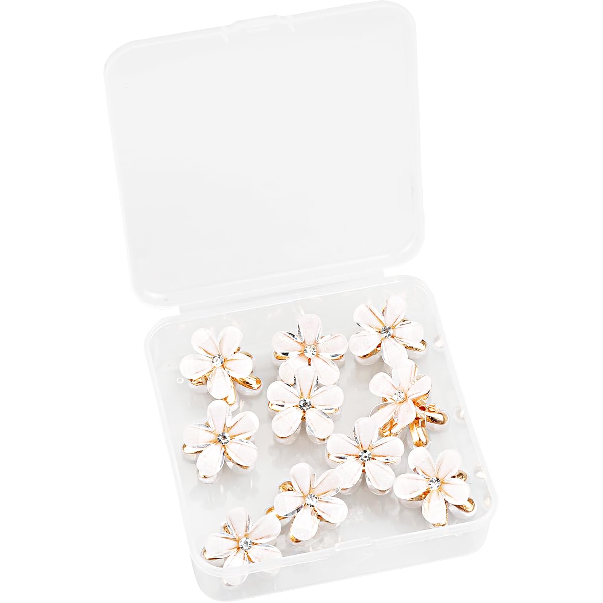10 Pcs Mini Diamond Hair Claw Clips - Small Flower Hairpins, Hair Accessories, Sweet Mini Barrettes, Hair Styling Accessories (White)
