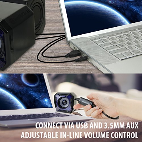 image for GOgroove Computer Speakers USB Powered Stereo 3.5mm Wired PC Speakers 