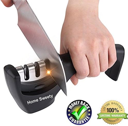 Best Knife Sharpener Machine With Handle, HomeSweety Kitchen Knife Sharpner Set Steel Diamond, Ceramic Sharpeners Kit Tool For Handheld Portable Pocket Knifes, Professional Kitchen Sharpening System!