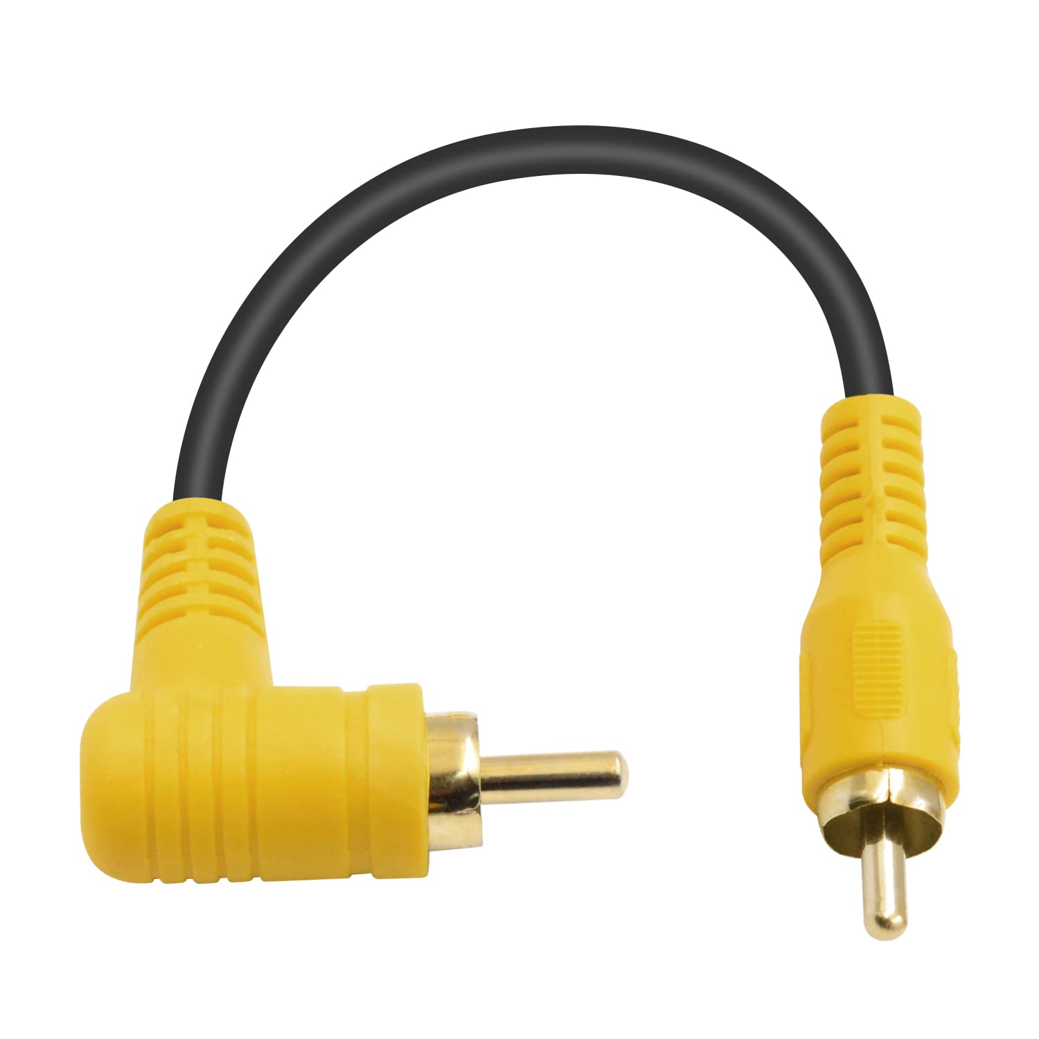 Duttek 90 Degree RCA Cable 0.15M 1-pack,Right Angle Audio Cable for Home Theater,Subwoofer,HDTV and DVD or other with audio connection equipment (Right Angle Audio Cable Male to RCA)