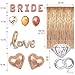 Bachelorette Party Decorations Set | Bridal Shower Pack - Kit Includes 1 Foil Curtain, 1 Set of Bride Balloons, 1 Love Balloon, 1 Ring Balloon, 2 Heart, 4 Gold, 4 Confetti & 4 Rose Gold Balloons.