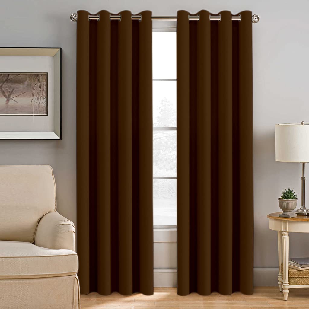 VED Thermal Insulated Blackout Curtains 66 x 72 Inch (2 Panels) (Dark Brown) — image 1