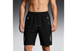 Men's Quick Dry Athletic Shorts with Zipper Pockets, Lightweight for Running, Workouts, Casual & Outdoor Activities