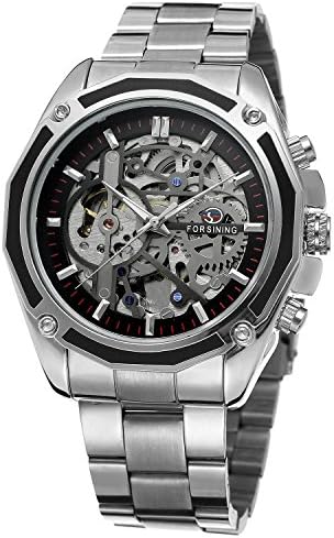 Sweetbless Wristwatch Men’s Steampunk 3d Skeleton Mechanical Watch Black Self-Winding Watches