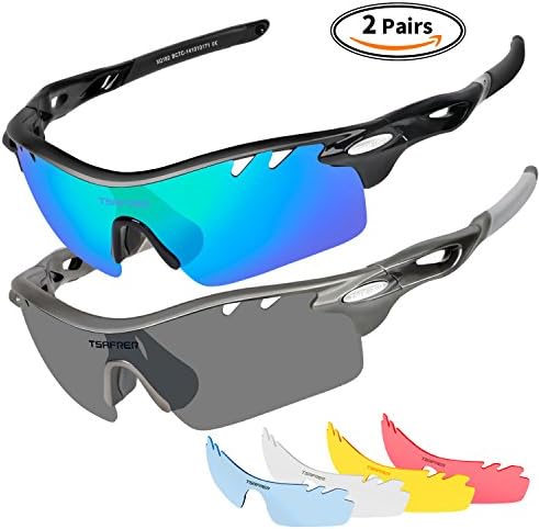 Polarized Sports Sunglasses 2 Pairs for Men Women Cycling Running Driving Fishing Baseball Golf