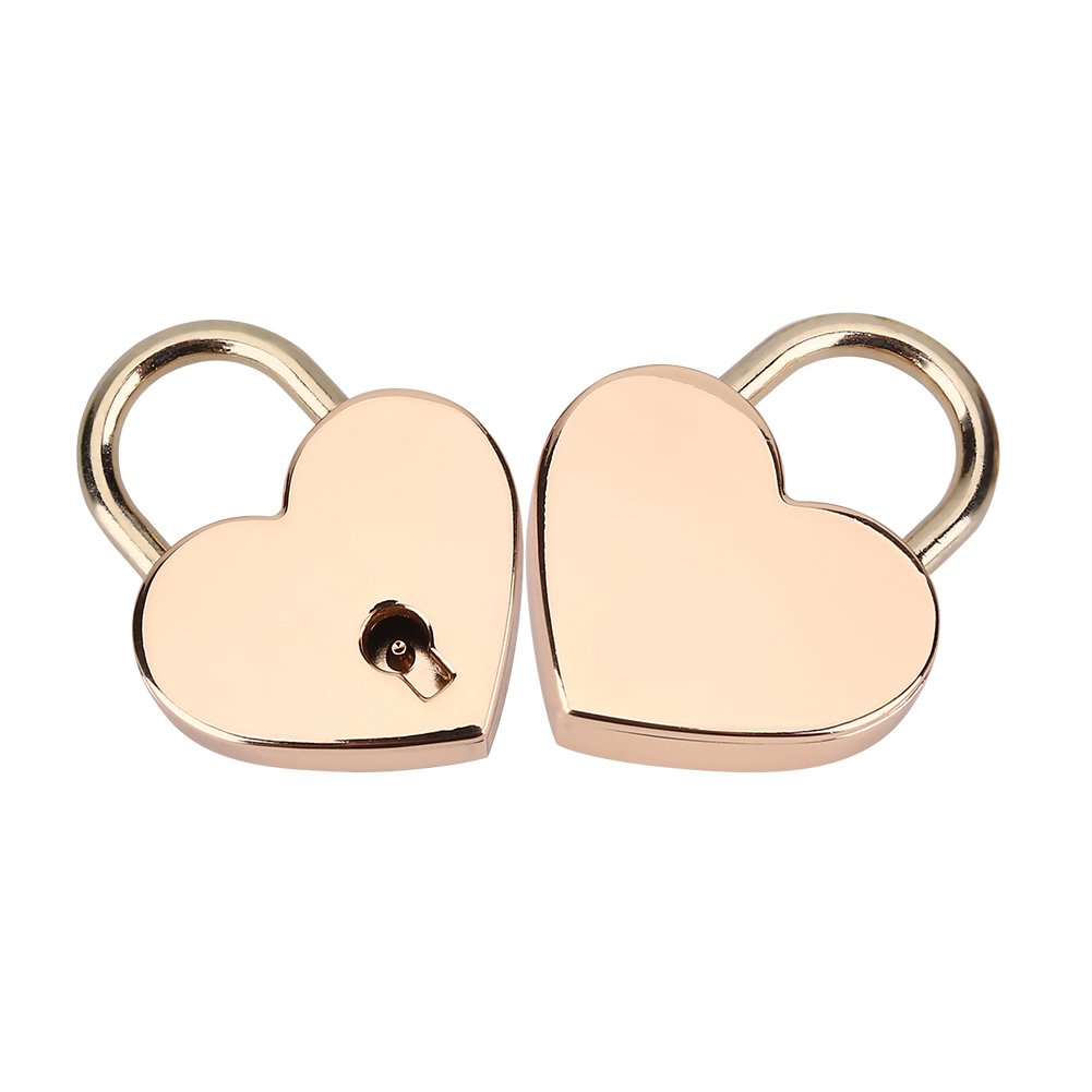 2Sets Mini Heart Shape Metal Padlock Vintage Antique Style Gold Lock with Keys for Luggage Diary Book Valentine Gift Handcraft Materials