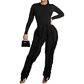EDITCOZY Women Sexy Two Piece Outfits Fringe Pants Set Long Sleeve Club 2 Piece Going Out Birthday Party Night