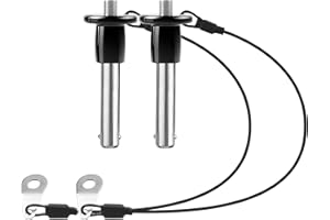 VXCICC 2 Pack 304 Stainless Steel Quick Release Pin 5/16 Inch Diameter Ball Locking Pin with Push Button Round Handle Lanyard Usable Length 1" (8mm x 25mm)