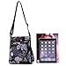 STUOYE Multi-Pocket Nylon Crossbody Purse Bag for Women Black Five Valve Flower