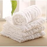 Maypluss Cotton Organics Baby Washcloths (9 Pack) - Premium Extra Soft & Super Water Absorbent for Baby’s Sensitive Skin - Perfect 11”x11” Reusable Wipes -Excellent Baby Shower Pure White