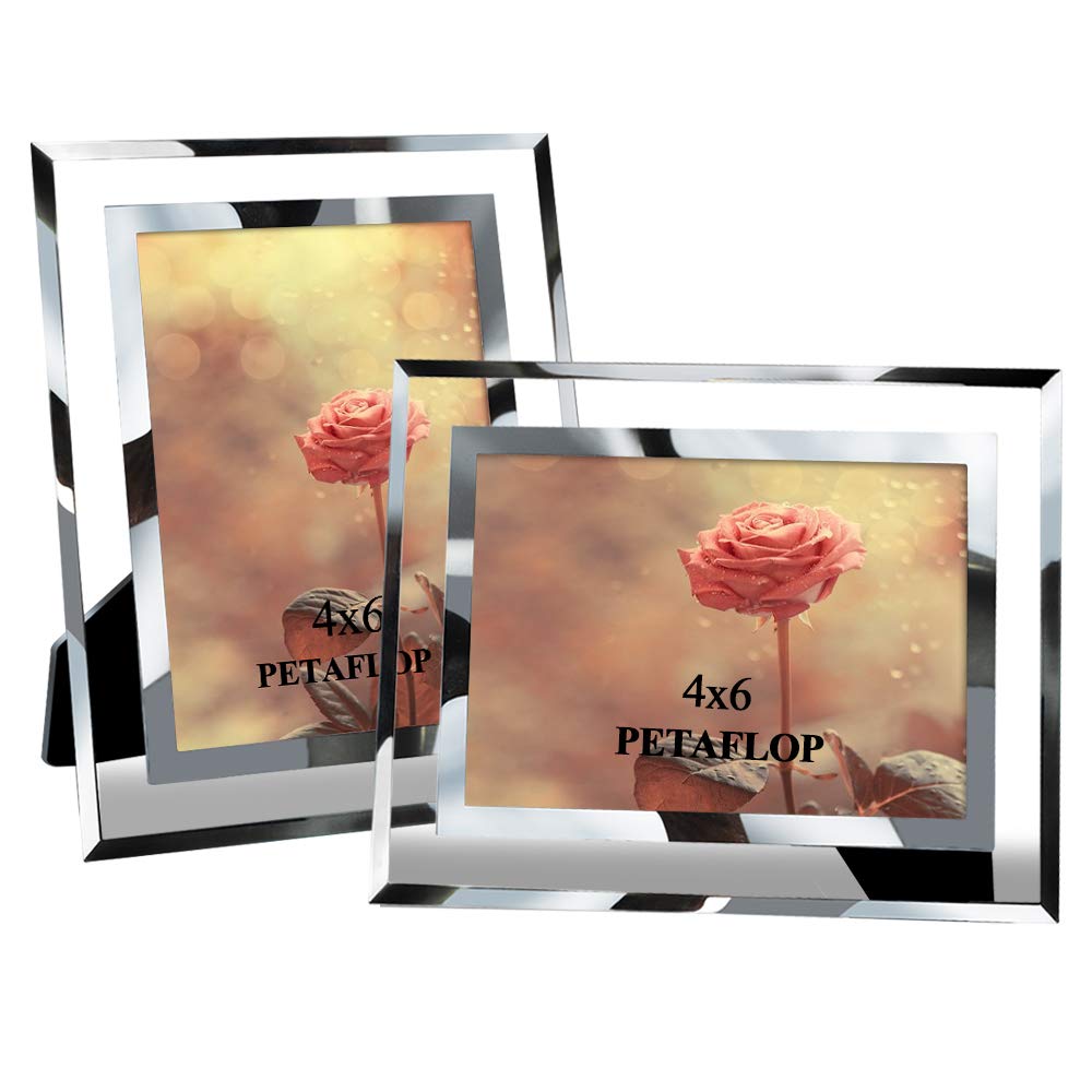 PETAFLOP 4x6 Photo Frames Glass Set of 2, Picture frames for Wedding Offices Restaurants Business