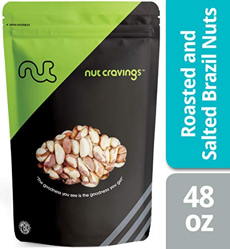 Brazil Nuts Roasted & Salted - No Shell, Whole (48oz - 3 LB) Packed Fresh in Resealable Bag - Healthy Snack, Protein…