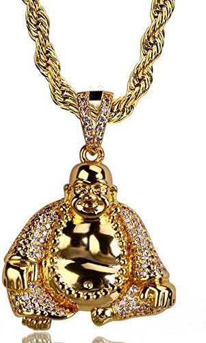 AOVR Hip Hop Cuban Link Chain 14k Gold Silver Plated CZ Crystal Fully Iced-Out Plug Pendant