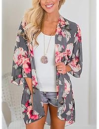 Kimono de gasa con estampado floral para dama, para verano, playa, bañador con cobertor multicolor, S-3XL